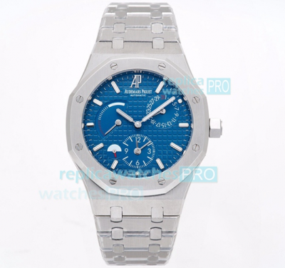 Swiss Replica AP Royal Oak Dual Time 26120ST 41MM Watch Stainless Steel Blue Dial